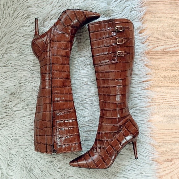 Ralph Lauren Shoes - Ralph Lauren Croc Embossed Leather Boots